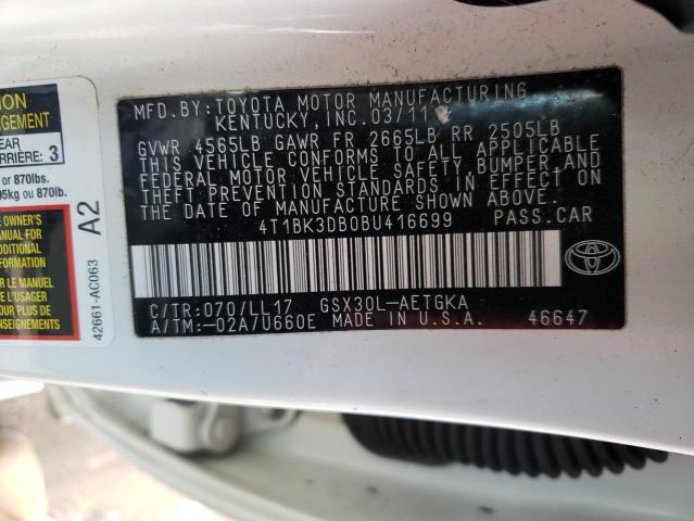 2011 TOYOTA AVALON BAS 4T1BK3DB0BU416699