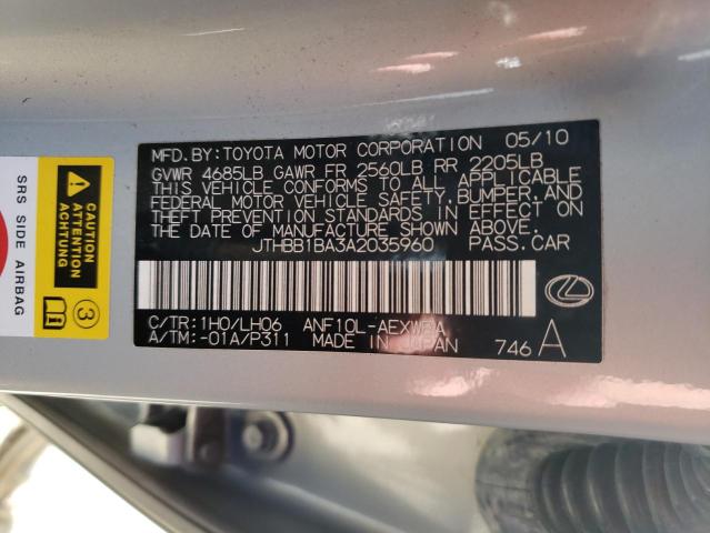 2010 LEXUS HS 250H JTHBB1BA3A2035960