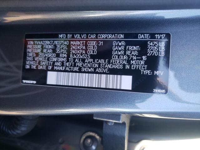 2018 VOLVO XC60 T6 MO YV4A22RK7J1037540