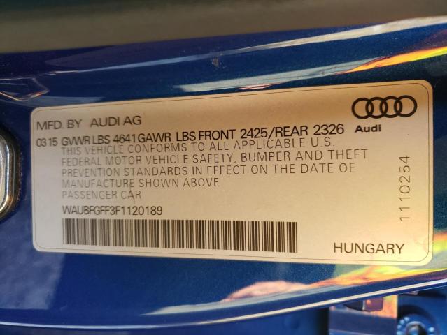 2015 AUDI S3 PREMIUM WAUBFGFF3F1120189