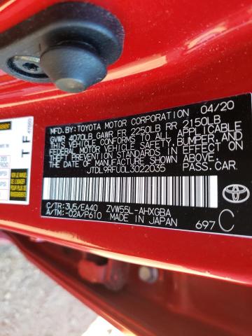 2020 TOYOTA PRIUS LE JTDL9RFU0L3022035