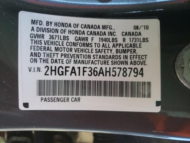2010 HONDA CIVIC VP 2HGFA1F36AH578794