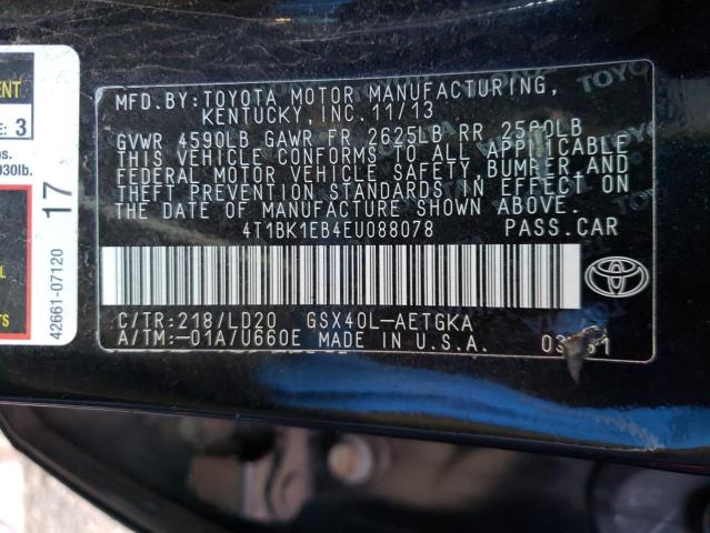2014 TOYOTA AVALON BAS 4T1BK1EB4EU088078
