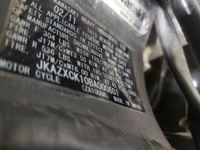 2011 KAWASAKI ZX1000 K JKAZXCK10BA000601