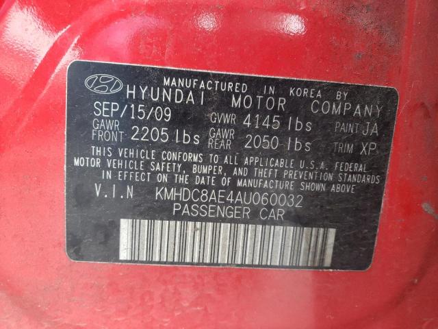 2010 HYUNDAI ELANTRA TO KMHDC8AE4AU060032