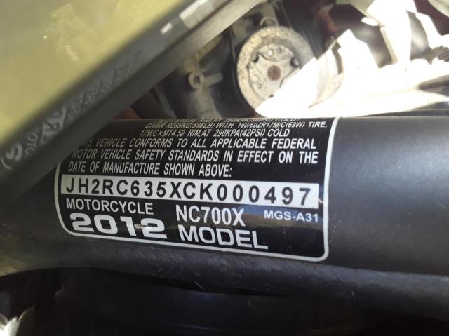 2012 HONDA NC700X JH2RC635XCK000497