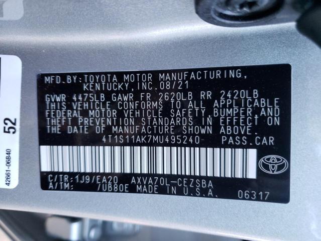 2021 TOYOTA CAMRY NIGH - 4T1S11AK7MU495240