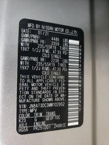 2021 NISSAN ROGUE PLAT JN8AT3DC3MW102952