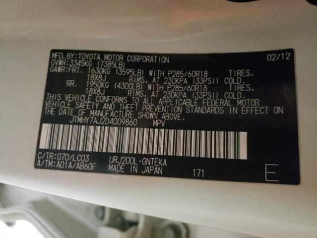 2013 TOYOTA LAND CRUIS JTMHY7AJ2D4009860