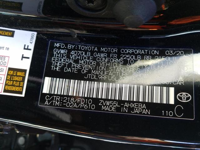 2020 TOYOTA PRIUS LE JTDL9RFU5L3021530