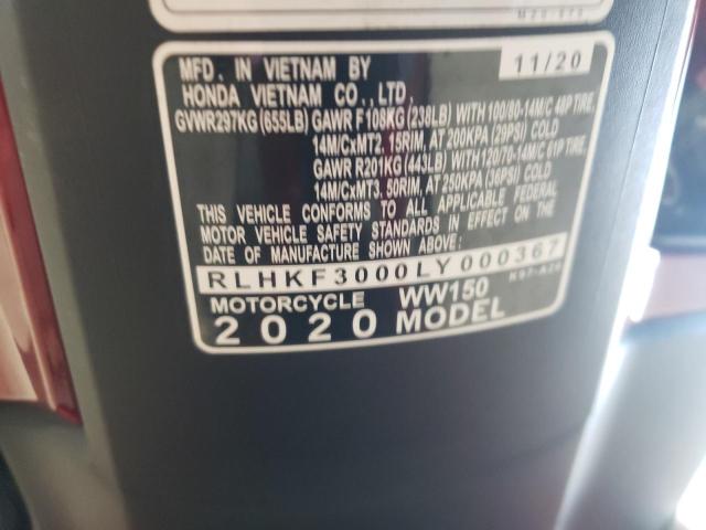 2020 HONDA WW150 RLHKF3000LY000367