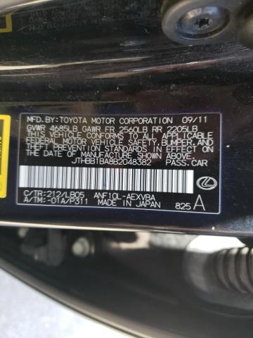 2011 LEXUS HS 250H JTHBB1BA8B2048382