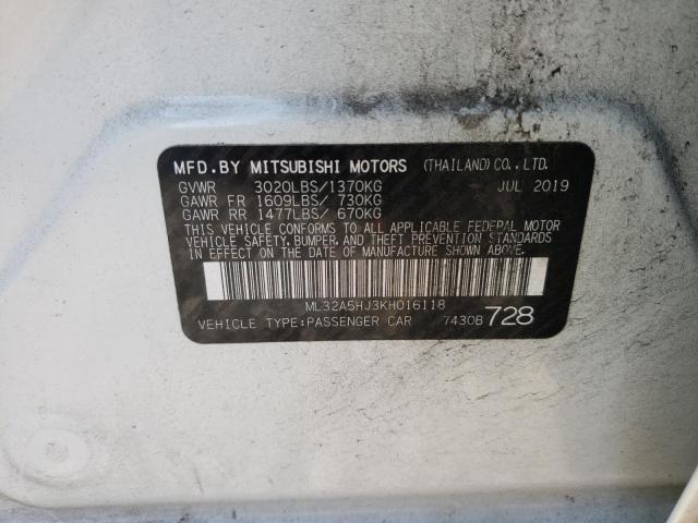 2019 MITSUBISHI MIRAGE LE ML32A5HJ3KH016118