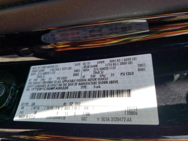 2021 FORD F150 2WD 1FTEW1C56MFA90226