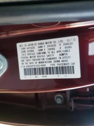 2012 ACURA TSX JH4CU2F41CC014689