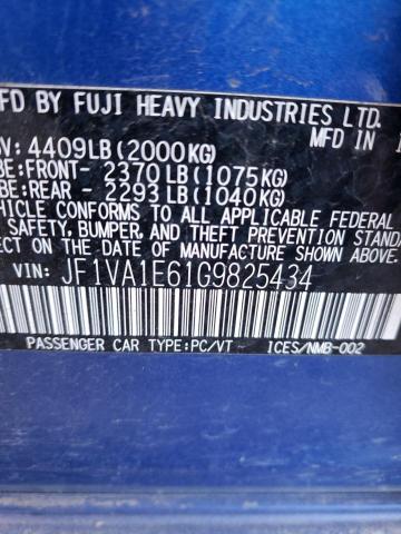 2016 SUBARU WRX PREMIU JF1VA1E61G9825434