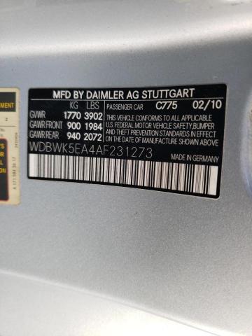 2010 MERCEDES-BENZ SLK 300 WDBWK5EA4AF231273