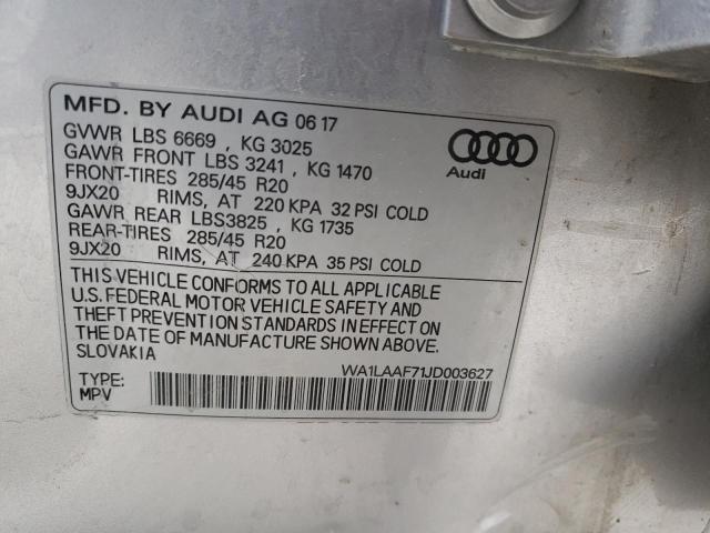 VIN WA1LAAF71JD003627 2018 Audi Q7, Premium Plus no.10