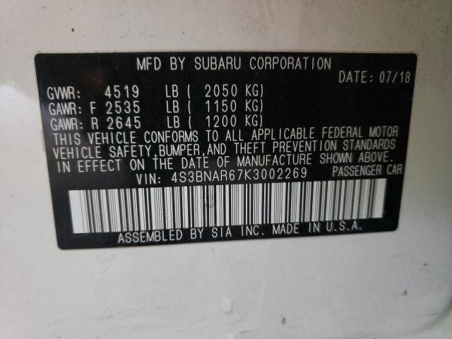 2019 SUBARU LEGACY SPO 4S3BNAR67K3002269