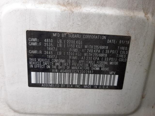 2019 SUBARU OUTBACK TO 4S4BSETC7K3302887