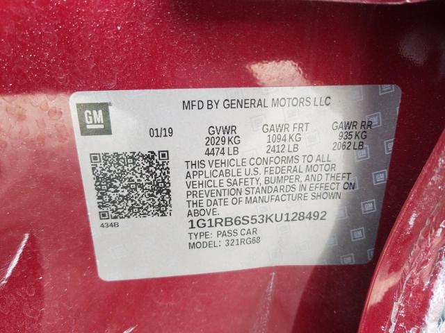 2019 CHEVROLET VOLT PREMI 1G1RB6S53KU128492