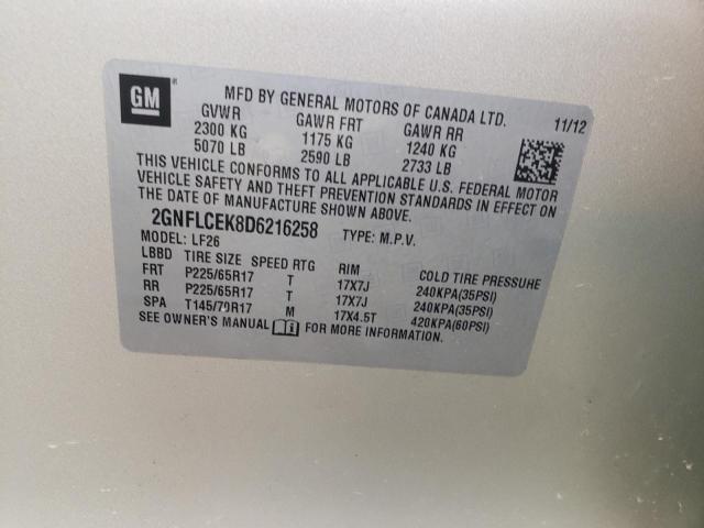 2013 CHEVROLET EQUINOX 2L 2GNFLCEK8D6216258
