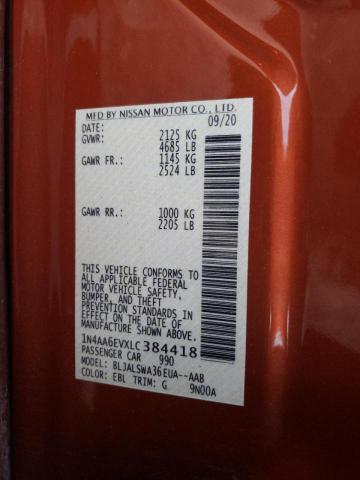 2020 NISSAN MAXIMA SR 1N4AA6EVXLC384418