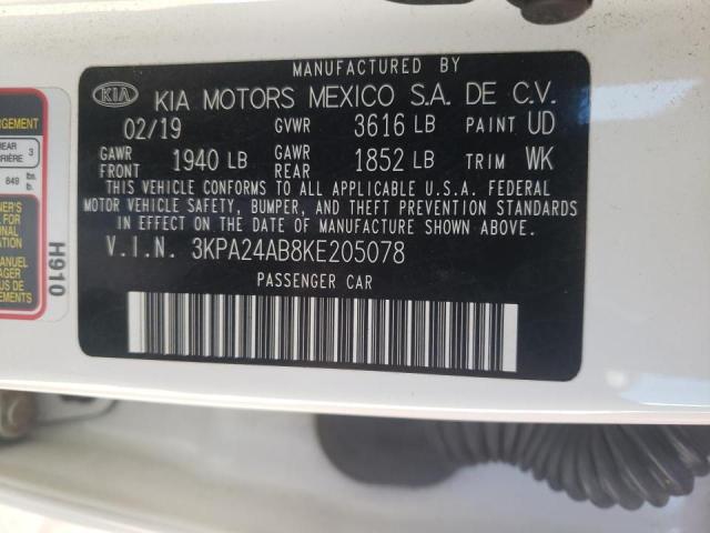 3KPA24AB8KE205078 KIA RIO S