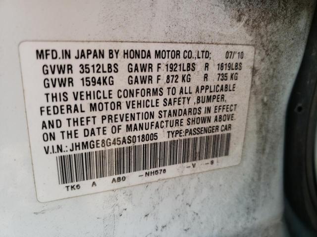 JHMGE8G45AS018005 Honda Fit 2010. Фото: 9