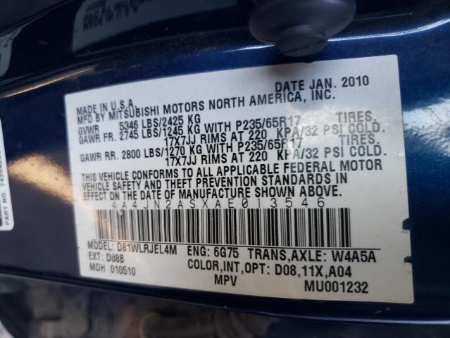 2010 MITSUBISHI ENDEAVOR L 4A4JN2ASXAE013546