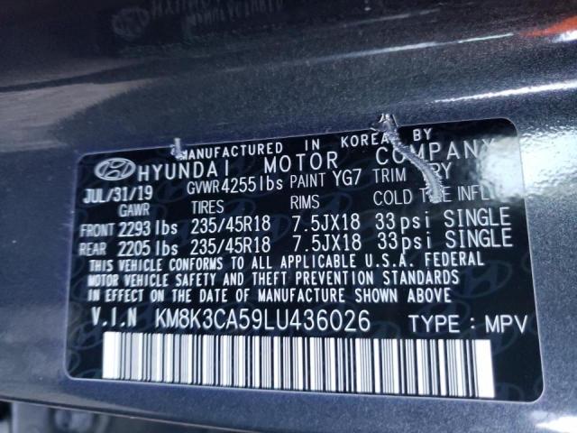 2020 HYUNDAI KONA LIMIT KM8K3CA59LU436026