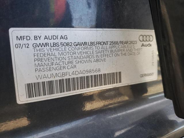 2013 AUDI S4 PRESTIG WAUMGBFL4DA098568