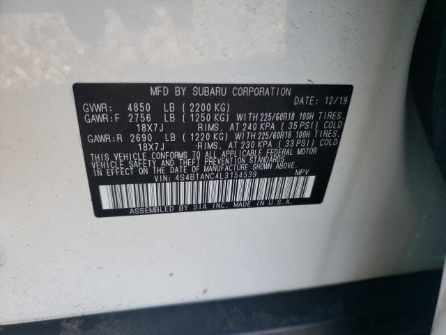 2020 SUBARU OUTBACK LI 4S4BTANC4L3154539