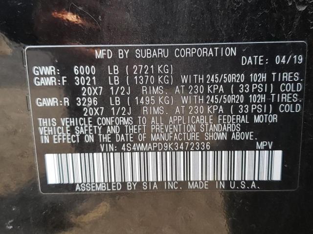 2019 SUBARU ASCENT LIM 4S4WMAPD9K3472336