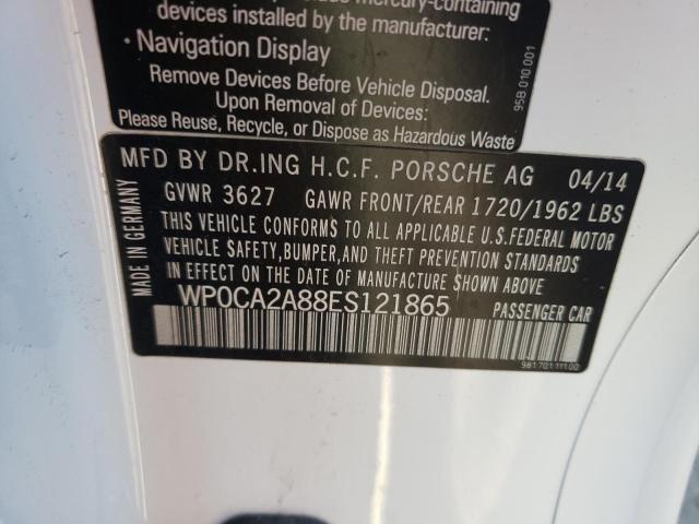 2014 PORSCHE BOXSTER WP0CA2A88ES121865