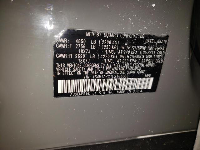 2020 SUBARU OUTBACK TO 4S4BTAPC1L3100600