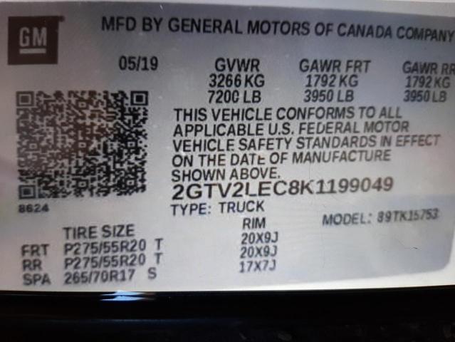 2019 GMC SIERRA LIM 2GTV2LEC8K1199049
