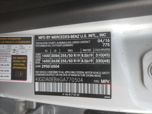 2016 MERCEDES-BENZ GLE 300D 4 4JGDA0EB6GA770504