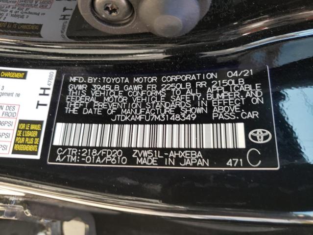 2021 TOYOTA PRIUS SPEC JTDKAMFU7M3148349