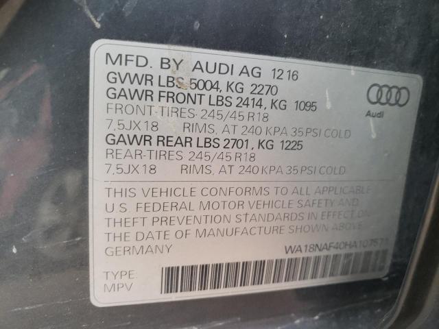 2017 AUDI A4 ALLROAD WA18NAF40HA107571