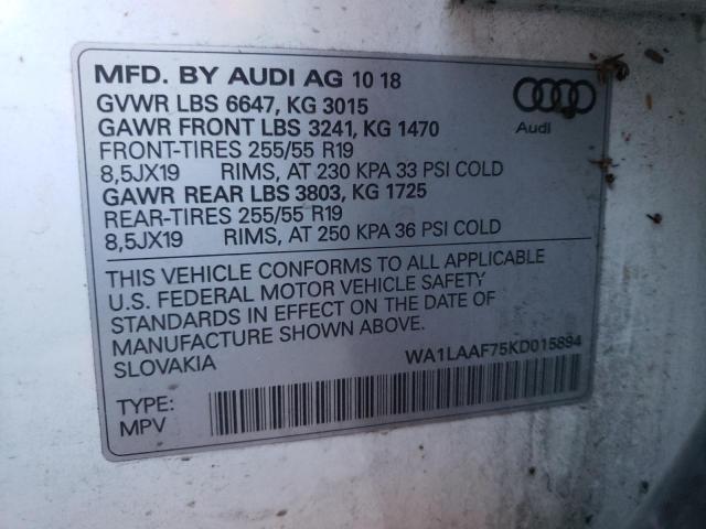 VIN WA1LAAF75KD015894 2019 Audi Q7, Premium Plus no.10