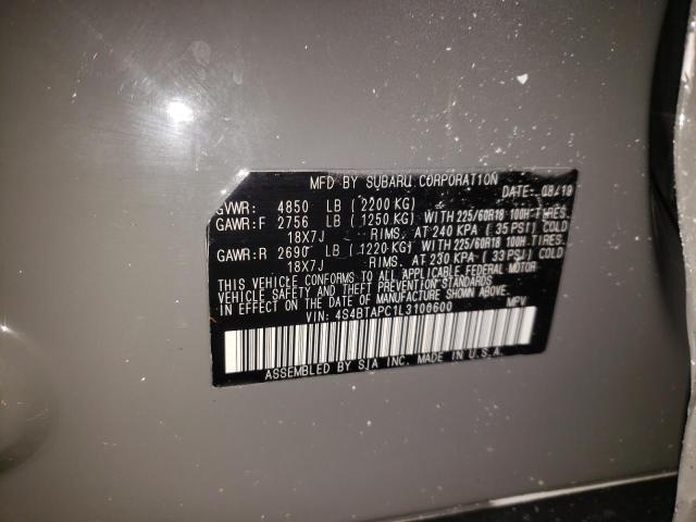 2020 SUBARU OUTBACK TO 4S4BTAPC1L3100600