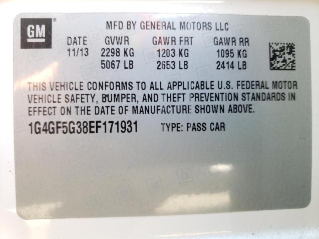 2014 BUICK LACROSSE T 1G4GF5G38EF171931