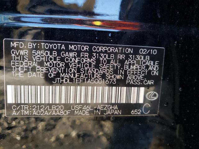 2010 LEXUS LS 460L JTHDL1EF1A5001673