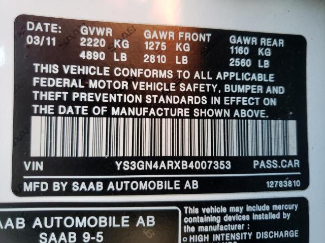 2011 SAAB 9-5 TURBO YS3GN4ARXB4007353