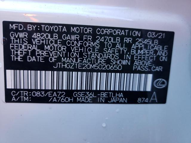 2021 LEXUS IS 350 F-S JTHGZ1E20M5020650