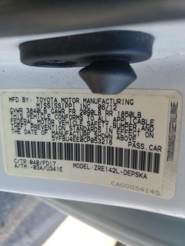 5YFBU4EE0CP053218 Toyota Corolla Ba 2012. Фото: 9
