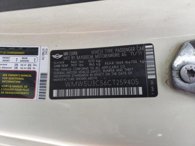 2012 MINI COOPER COU WMWSU3C56CT259405