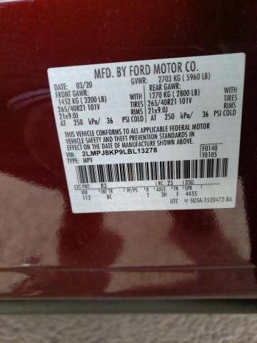 2020 LINCOLN NAUTILUS R 2LMPJ8KP9LBL13278