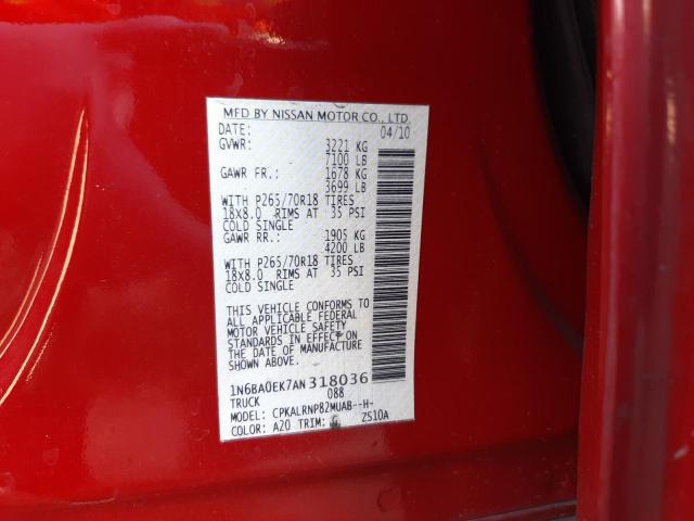 2010 NISSAN TITAN XE 1N6BA0EK7AN318036